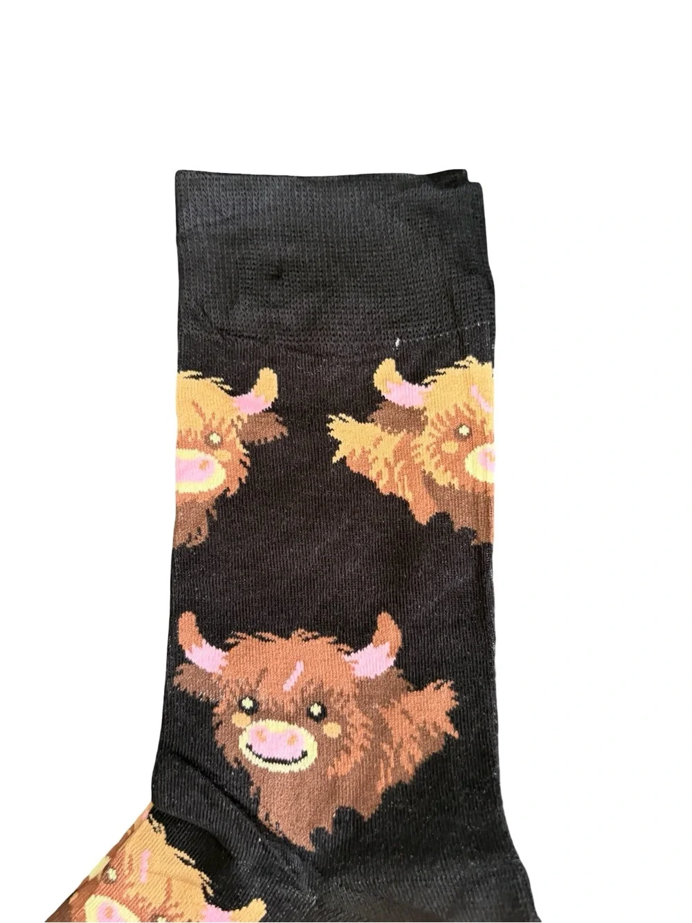 Highland Cow Novelty Crew Socks Black Brown